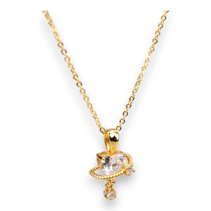 Gold necklace with crystal pendant