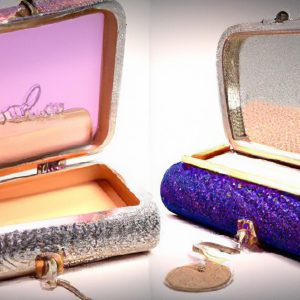 Colorful vintage compacts with mirrors open on display.