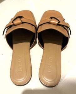 Tan leather sandals with buckle detail