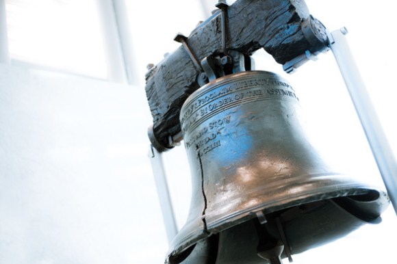 Historic Liberty Bell with visible crack, Philadelphia